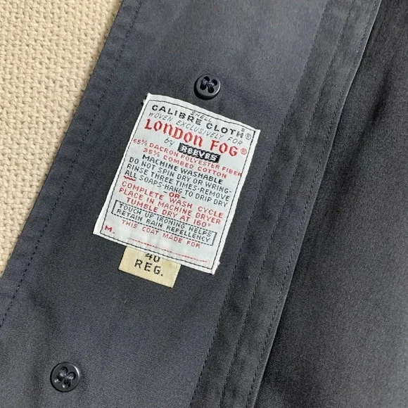 London Fog Maincoats Trench Men's Size 40 Reg Black Removable Liner VTG No Hood - Picture 3 of 6
